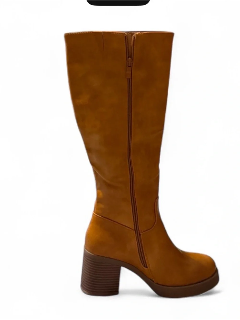 NEW Women's Over-the-Knee Leather Boots in Cognac Brown size 39 US=8-8.5